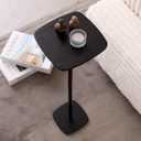 Modern Martini Pedestal Side Table - Small Metal Cocktail Stand for Living Room, Bar, or Small Spaces - Black End Table (Black)