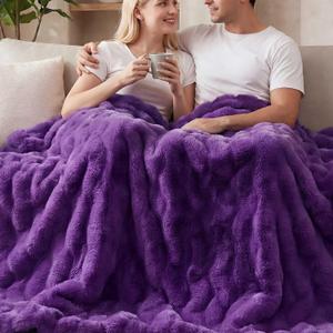 ORINOVA Purple Cozy Thick Throw Fuzzy Blanket for Couch Fluffy Faux Fur Blankets for Bed Living Room Women Gift Home Decor 60x80, Twin