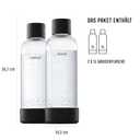 Mysoda Carbonating Bottles 2Pck 1L - Compatible with MySoda and any brands - Lid and Base Made of Wood Composite - Quick-Lock Reusable Bottles - BPA Free - Black