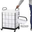 Heavy Duty Laundry Hamper with Lockable Rolling Wheels Durable, Collapsible Laundry Basket Featuring Removable Liner Bag & Metal Handle (White), 100l18.9x14.17x29.06 Inches