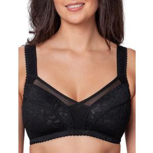 Women's Plus Size Bra Mary, Bra Women No Underwire Large Bust, Minimizer Full Coverage Wide Padded Straps (Black, 38C)