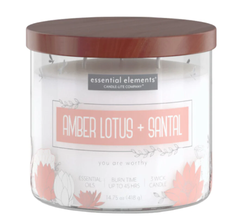 AMBER LOTUS & SANTAL 3-WICK 14.75OZ JAR CANDLE