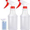 JohnBee Empty Spray Bottles (16oz/2Pack) - Adjustable Spray Bottles for Cleaning Solutions - No Leak and Clog - HDPE spray bottle For Plants, Pet, Vinegar, BBQ, and Rubbing Alcohol