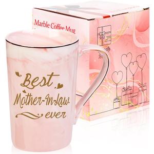 Best Mother-In-Law Ever Mug, Birthday and Mothers Day Gifts from Daughter Son In Law, 14 OZ Pink