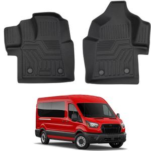 Custom Fit Floor Mats Compatible with 2020-2025 Ford Transit (No Connect), All Weather TPE Waterproof Anti-Slip Heavy-Duty Floor Liners for 2020-2025 Ford Transit | Front Only