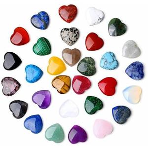YATOJUZI 30PCS Heart Crystals Stones Bulk Wholesale Crystal Gemstones Assorted Mix-Color Set Love Polished Pocket Palm Thumb Gem Reiki Energy Balancing for Meditation Divination DIY Gifts for Women