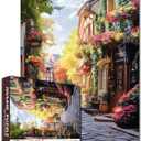 Italian Cafe Scenery Style Jigsaw Puzzles 1000 Pieces for Adults,European Architecture Town Rome Scenery Puzzles for Adults Unique Puzzle (Town Street 04)