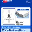 Avery Printable Rectangle Cards, Sure Feed Technology, 2.5" x 3.5", Matte White Cardstock, Print-to-the-Edge, Laser/Inkjet Cards, 150 Total