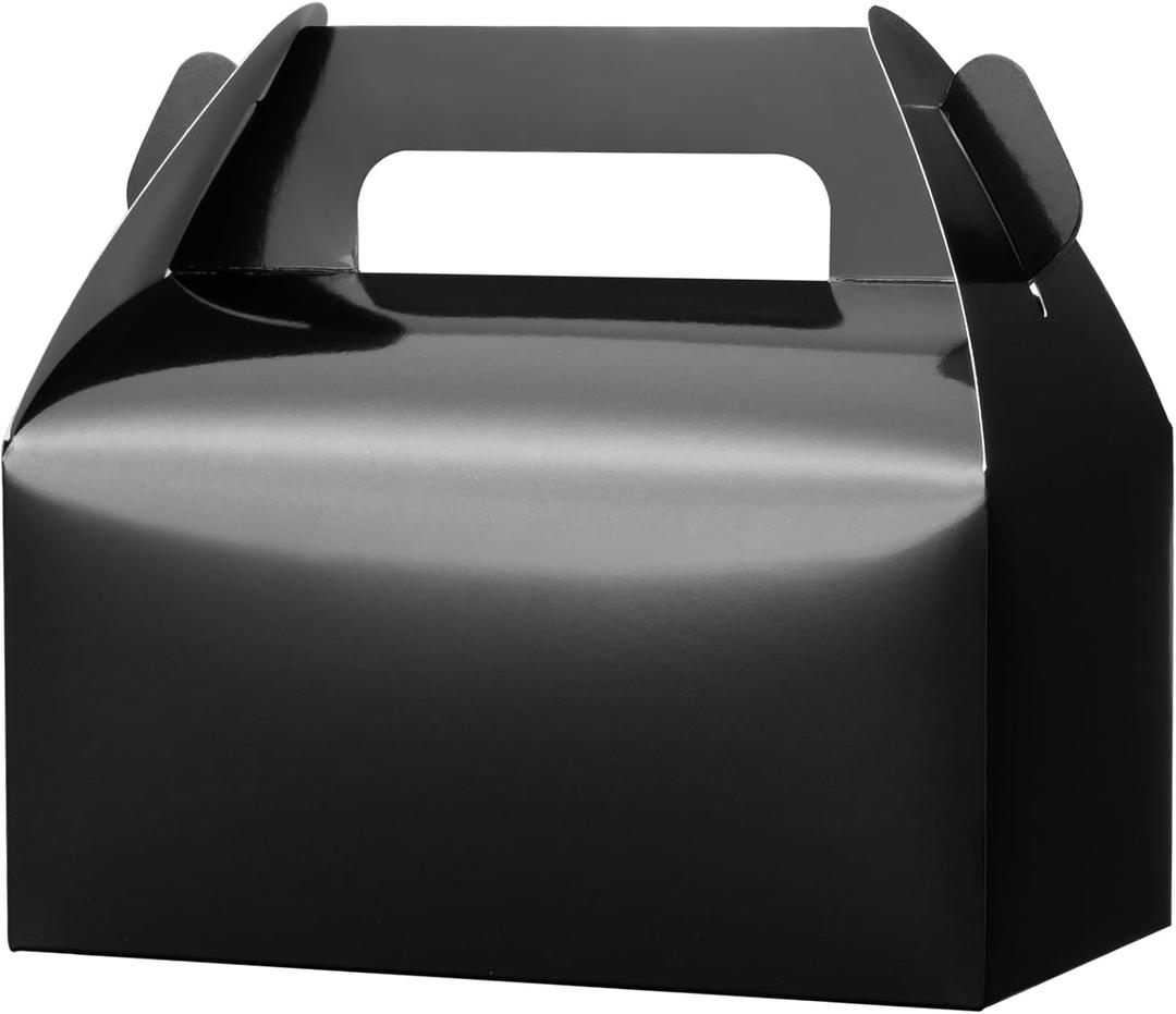 UnicoPak 30 Pack Black Gable Treat Boxes, Party Favor Boxes, Gift Boxes for Kids, for Snacks, Candy, Toys, Birthday Party, Wedding, Halloween, Christmas  6.5x3.5x3.5 Inches