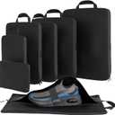 Packing Cubes Compression 7-Pack with Shoe & Tech Travel Organizer - Lightweight Travel Bags for Clothes, Shoes & Accessories