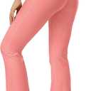FOHOFO Yoga Pants Women, Flare Leggings for Women with Pockets Crossover High Waisted Bootcut Yoga Pants (Pink, XS)