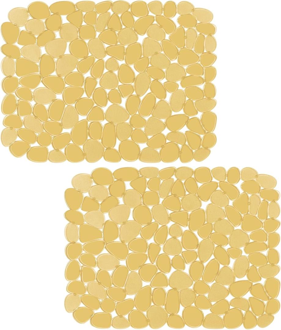 Bligli Pebble Sink Mat for Stainless Steel/Ceramic Sinks, 2 Pack PVC Sink Protectors Mats for Bottom of Kitchen Sink, Dish Drying Mat for Dishes and Glassware, 15.7 x 11.8 inch, Clear Yellow