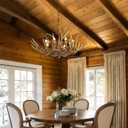 Antlers Chandelier 8 Light,Deer Antler Chandelier Lighting Resin Faux Horn Antler Lighting Rustic Vintage Farmhouse Pendant Lamp for Log Cabin, Dining Room, Kitchen Island(8 Lamp Arms), YY-8026-8