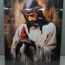 Jesus and Cardinal Canvas Wall Art Jesus Saves Cardinalis Painting Decor Picture Christian God Thorns Red Birds Posters Prints for Dining Living Prayer Room Kitchen Church Wall Bedroom Decoration (10"L x 8"W)