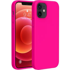 Miracase Compatible with iPhone 12 Case and iPhone 12 Pro Case, Liquid Silicone Gel Rubber Full Body Protection Shockproof Drop Protection Phone Case for iPhone 12/12 Pro 6.1 inch, Hot Pink