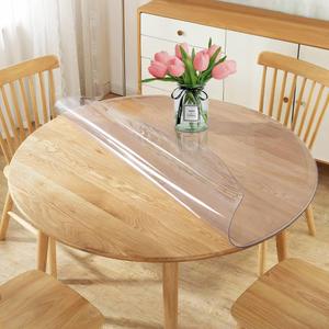 60 Inch Diameter Clear Round Plastic Table Cover Vinyl Tablecloth Clear PVC Placemats Circle Desk Pad Dining Coffee Table Wood Furniture Protector Wipeable Water Resistant Table Runner Protector