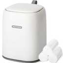 Mini Countertop Trash Can with 3 Rolls of Trash Bags, Waste Can with Press Type Lid, 1.5 L / 0.40 Gal Wastebasket Dispenser, Bin for Coffee Table, Bathroom Vanity Top (White)
