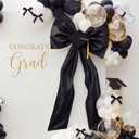 2026 Large Black Bow Graduation Porch Decoration 26 x 59 Inch Coquette Black Ribbon Bow Party Decorations Giant Congrats Grad Backdrop Wall Decor for Graduation Entryway Outdoor Party Decorations