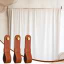 CroBlissful 6 Pcs Leather Curtain Rod Holders PU Leather Curtain Rod Bracket Mounted Loop Straps with Screws and Plastic Wall Plugs, Boho Pole Hanger Hook for Towel Oar Home Wall Display Decor(Brown)