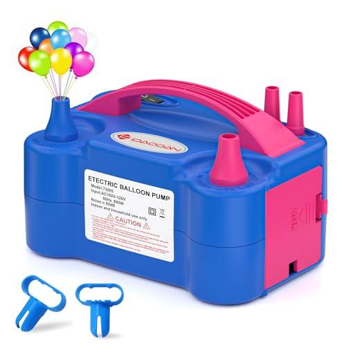 IDAODAN Electric Balloon Pump, Portable Electric Balloon Blower Machine Balloon Air Pump Dual Nozzle Rose Red 110V 600W Balloon Inflator for Party Decorations（Blue Red）