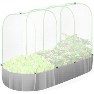 UNIFAMILY 5 x 2 x 1 FT Fabric Raised Garden Bed Kit with Greenhouse Hoops and Garden Mesh Netting, Raised Garden Bed with Cover and Frame, Raised Garden Bed Netting and Garden Hoop