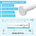 Tension Curtain Rod 41-126" Heavy Duty No Drilling Adjustable White, 1.26"