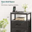 Huuger Nightstands Set of 2, 27.6 Inch End Tables with Charging Station, Fabric Drawers, Bedside Tables with USB Port and Outlet, Night Stands for Bedroom, Charcoal Gray, 11.8"D x 15.7"W x 27.6"H