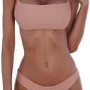 meioro Bikini Set Swimsuits for Women Low Waisted Two Piece Swimwear with Brazilian Push up Top Cheeky Bottom Bathing Suits (X-Small, Pink)
