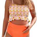 MOMOOD Maternity Swimsuit Two Piece Bikini Bandeau Top Hipster Bottom High Waisted, XL