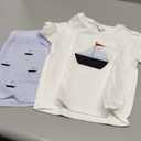 Gueuusu Toddler Baby Boy Summer Outfit Sailboat Embroidery Short Sleeve T Shirt Striped Shorts Set Infant Beach Clothes 18-24 Months