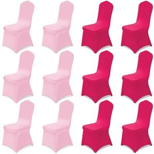 Oudain 12 Pcs Pink Folding Chair Covers Universal Spandex Slipcovers Washable Removable Stretch Chair Protector Covers for Wedding Hot Pink Birthday Party Decoration