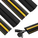 Floor Cord Cover 6.5Ft 2Pcs Heavy Duty PVC Floor Cable Protector Electric Cord Hider Cable Management Floor Strip Extension Cord Covers Cable Raceway for Wires on Floor Inner Channel 1.36" W x 0.43" H