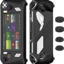 for Rog Ally Stand Protective Case, Silicone Accessories Protector, Soft Cover Skin Shell with 2 Pairs Thumb Grips Caps, Full Protection Kickstand for ASUS Rog Ally Handheld 2023(Black)