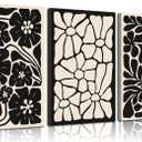 Abstract Boho Floral Botanical Canvas Wall Art Set of 3 Minimalist Black Flowers Wall Decor Aesthetic Pictures Neutral Modern Plants Posters Prints for Bedroom Living room Decoration 16x24in