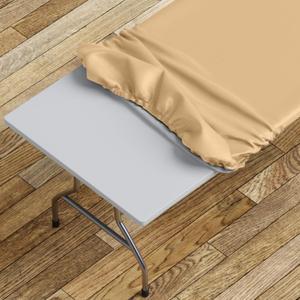 Sorfey Tablecloth -Fitted with Elastic, Vinyl with Flannel Back, Fits for Table 30"x 72" Rectangle,Water Proof, Easy to Clean, Solid Honey Dijon Design (30"x72")