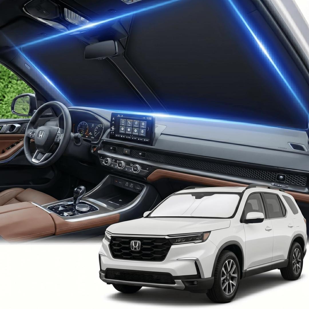 Windshield Sun Shade for Honda Pilot 2016-2024 2025 2026 Sunshade Front Window Shade Custom Fit Pilot Accessories Sun Visor Foldable Shade Blocks UV Rays Accessories