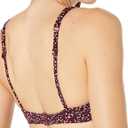 Amazon Essentials Women's Scoop Neck Swim Crop Top (Brick Red Leopard)