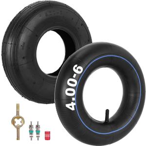 RUTU 4.00-6 Tire and Inner Tube 13" Wheelbarrow Wheel and Tire Replacement for Gorilla Cart Garden Wagon Hand Truck with TR13 Straight Valve Stem Heavy Duty 1 Set