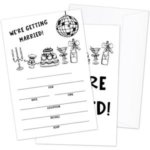 3 x Minimalist Wedding Invitations, 25 Pcs Hand Drawn Invitations with Envelopes for Wedding Engagement Marriage, Bride-To-Be Party Supplies -06