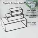 HighFree Vintage Glass Box with Lid - Clear Jewelry Glass Display Box Keepsake Box - Home Decor Decorative Box for Trinket Rings Bracelet (Black, Small)