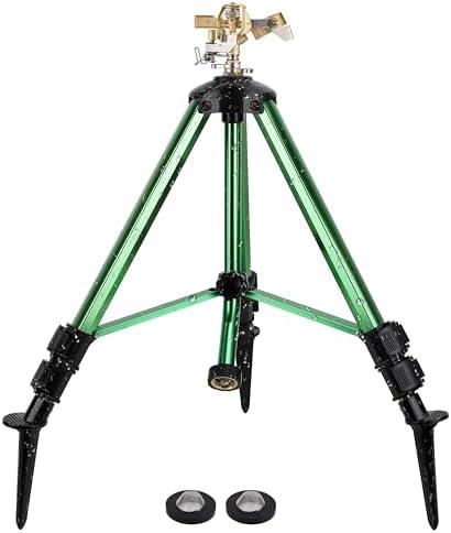 Sprinklers for Yard,Heavy-Duty Impact Sprinkler on Ground Plug Tripod Base, 360 Degree, 0-43 Feet Large Area Coverage Yard Sprinklers, Adjustable Height 16-37” Water Sprinkler for Lawn