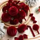 Peryiter 24 Pcs Red Flocked Candy Ornaments Burgundy Velvet Ornaments for Christmas Tree Hanging Decoration Candy Cane Red Xmas Balls Lollipop Tree Decoration for Home Festival Holiday Decor Gifts