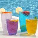 BELLAFORTE Shatterproof Plastic Tumbler Set Laguna Beach 19oz Tall & 12oz Short Drinking Glasses Unbreakable Stackable Drinkware for Indoor Outdoor, Dishwasher Safe, BPA Free (Clear, 12)