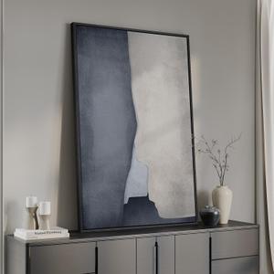 Framed Blue Abstract Wall Art, 1 Piece Large Modern Canvas Prints Paintings Artwork for Walls, Minimalist Blue Gray Cool Tones Pictures for Living Room Bedroom Dining Room Hallway Wall Decor 24x36 In