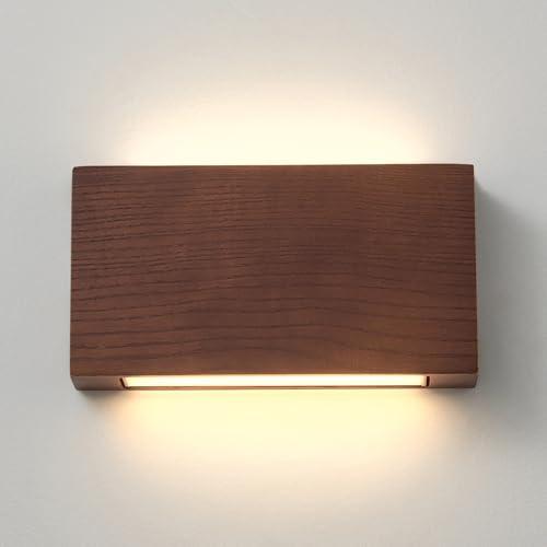 Fansimone Solid Wood Wall Sconces, Slim Thin Hardwired Wall Lights, 3000K Warm White Modern Wooden Wall Sconce Lighting, Suitable for Bedrooms, Hallways, Corridors, S taircases
