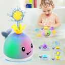 Gigilli Baby Bath Toys with 4 Modes, Bath Toys for Kids Ages 1-3, 1 Year Old Boys Girls, Pool Water Toys for Babies 6-12-18 Months, Light Up Whale Bath Toy Toddler Birthday Bathtub Toy
