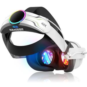 RGB Head Strap for Oculus/Meta Quest 3/3s Head Strap with Battery 10000mAh Pack for Extended 8 Hrs of Playtime, Fast Charging VR Power, Adjustable Elite Strap Enhanced Support and Balance in VR