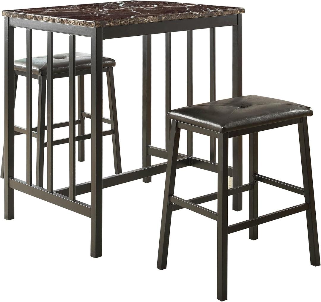 Homelegance 5106BK 3-Piece Bi-Cast Vinyl Dining Set, Dark Brown, unspecified