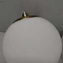 Globe Semi Flush Mount Ceiling Light Fixture Globe Ceiling Light Milk Glass Matte Gold Finish Contemporary Mid Century Modern Lighting for Hallway Living Room Kitchen (Gold 8) (White)