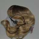 Hair Topper, Big Base 360 3D Hair Toppers for Women with Thinning Crown, 20 Inch Long Curly Wavy Hair Pieces with French Part Clip in Bangs for Daily Use Parties (Highlights Champagne Blonde with Brown Root)